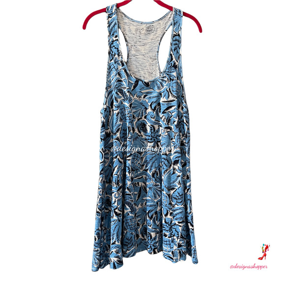 Blue LOFT Ann Taylor tunic Beach Coverup Summer Top 100% Cotton Medium - Picture 3 of 10